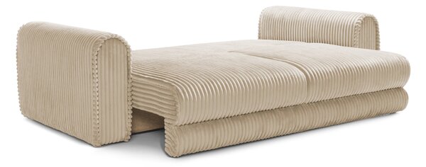Canapea Extensibilă 3 locuri FELLINI, cu ladă depozitare, 243x108x90 cm, Crem-Tilia