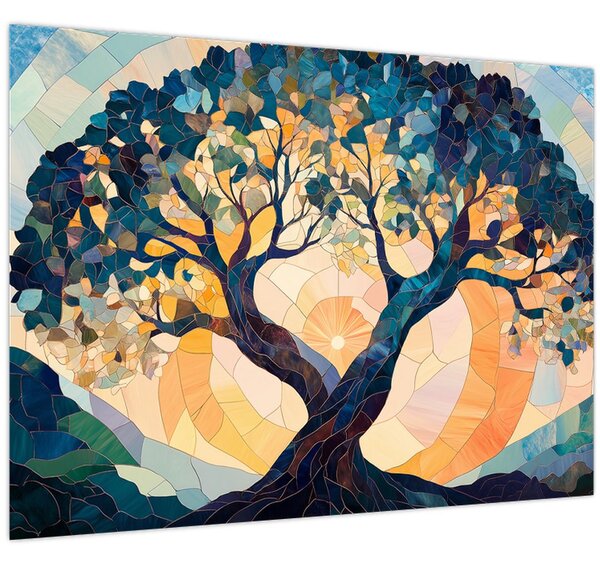 Tablou – Mozaic – soare și arbore II. (70x50 cm)
