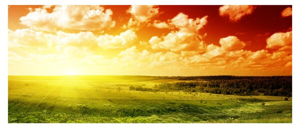 Tablou cu luncă cu soarele strălucitor (120x50 cm)