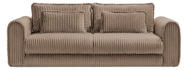 Canapea Extensibilă 3 locuri FELLINI, cu ladă depozitare, 243x108x90 cm, Bej-Tilia