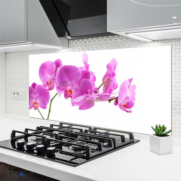 Panou sticla bucatarie Flori roz Floral