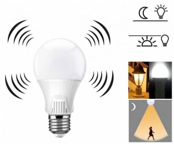 Bec LED cu senzor E27/9W/230V 6500K