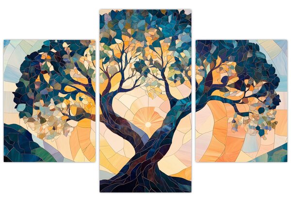 Tablou – Mozaic – soare și arbore II. (90x60 cm)