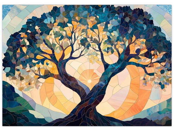 Tablou – Mozaic – soare și arbore II. (70x50 cm)