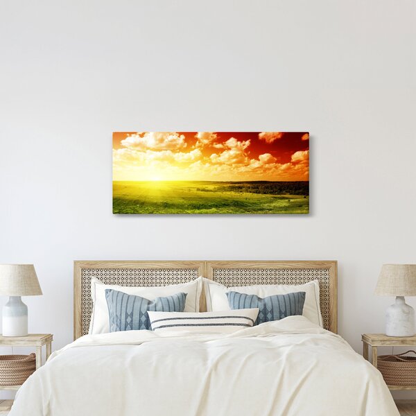 Tablou cu luncă cu soarele strălucitor (120x50 cm)