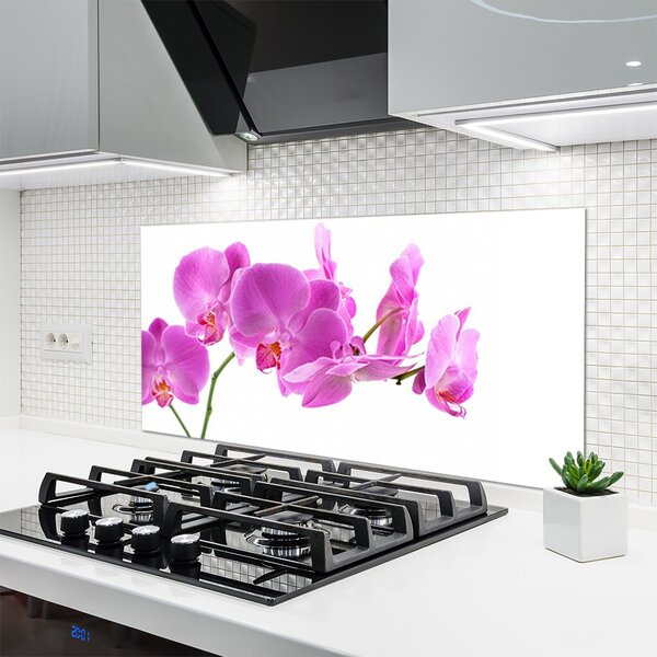 Panou sticla bucatarie Flori roz Floral