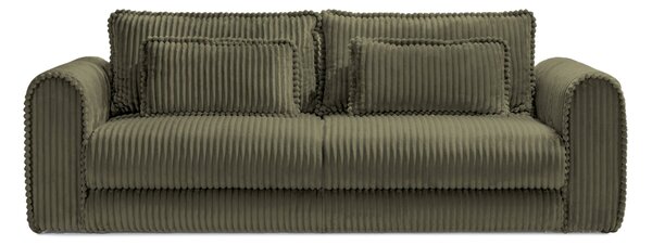 Canapea Extensibilă 3 locuri FELLINI, cu ladă depozitare, 243x108x90 cm, Verde-Olive-Tilia