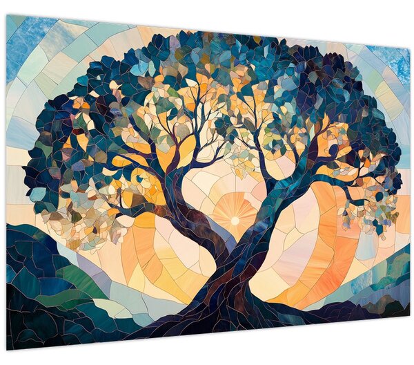 Tablou – Mozaic – soare și arbore II. (90x60 cm)