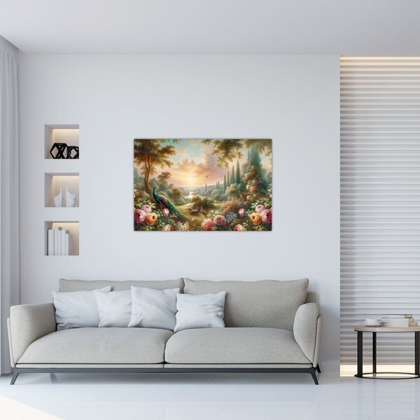 Tablou - Păuni în grădină (90x60 cm)