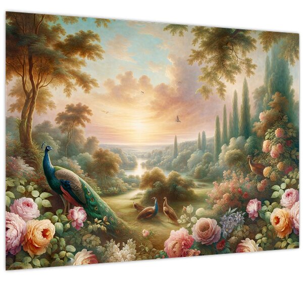 Tablou - Păuni în grădină (70x50 cm)