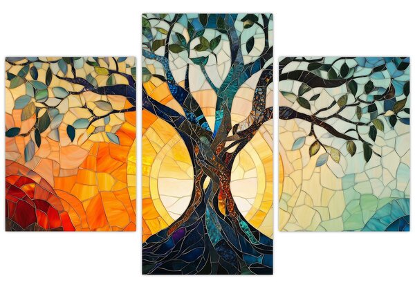 Tablou – Mozaic – soare și arbore I. (90x60 cm)