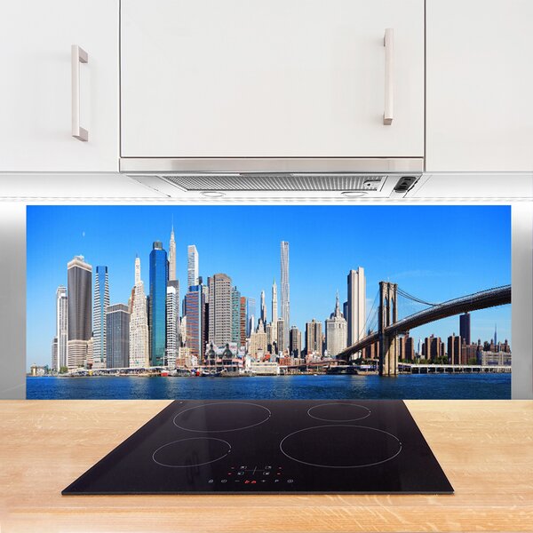 Panou sticla bucatarie Bridge City Arhitectura Alb Gri Albastru