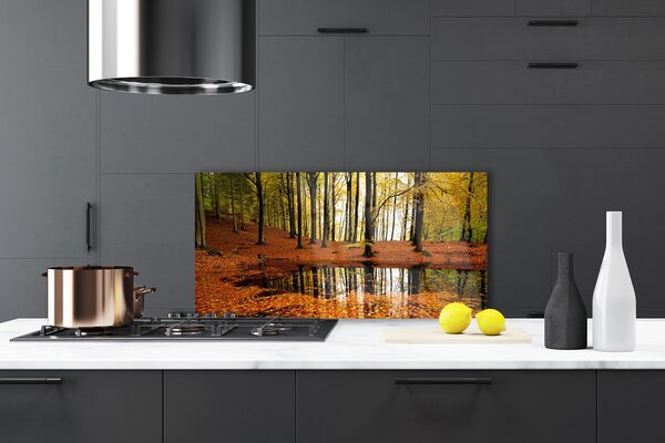 Panou sticla bucatarie Natural Pădurea Verde Portocaliu Maro
