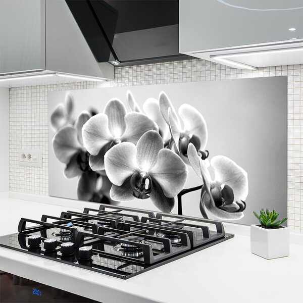 Panou sticla bucatarie Flori Floral Gray