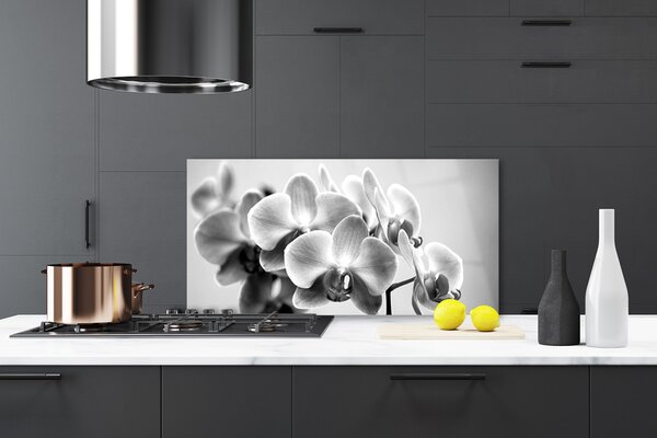 Panou sticla bucatarie Flori Floral Gray