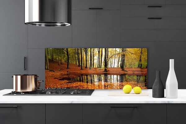 Panou sticla bucatarie Natural Pădurea Verde Portocaliu Maro