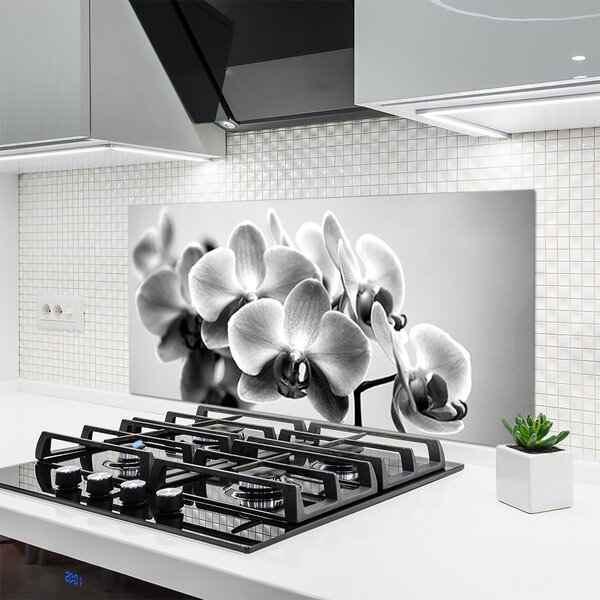 Panou sticla bucatarie Flori Floral Gray