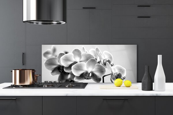 Panou sticla bucatarie Flori Floral Gray