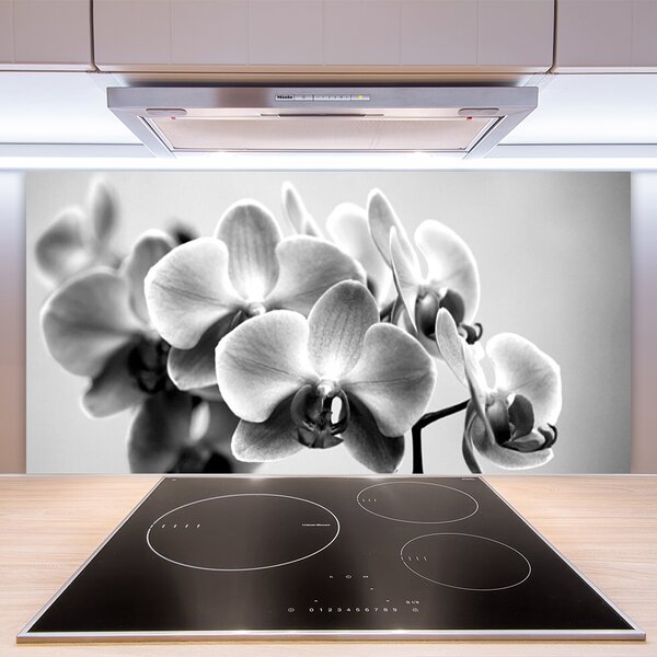 Panou sticla bucatarie Flori Floral Gray