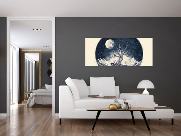 Tablou – Arbore magic cu cerb I. (120x50 cm)