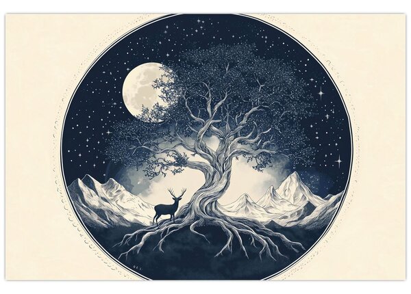 Tablou – Arbore magic cu cerb I. (90x60 cm)