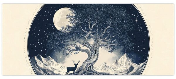 Tablou – Arbore magic cu cerb I. (120x50 cm)