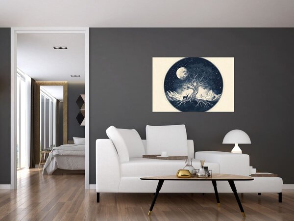 Tablou – Arbore magic cu cerb I. (90x60 cm)