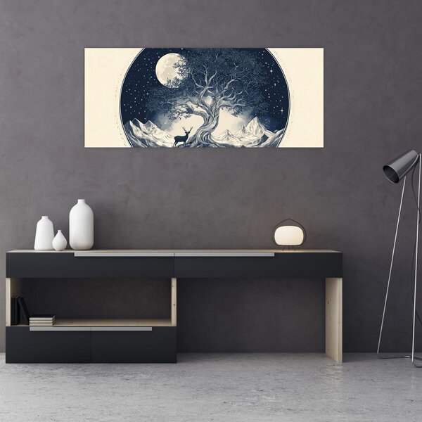 Tablou – Arbore magic cu cerb I. (120x50 cm)