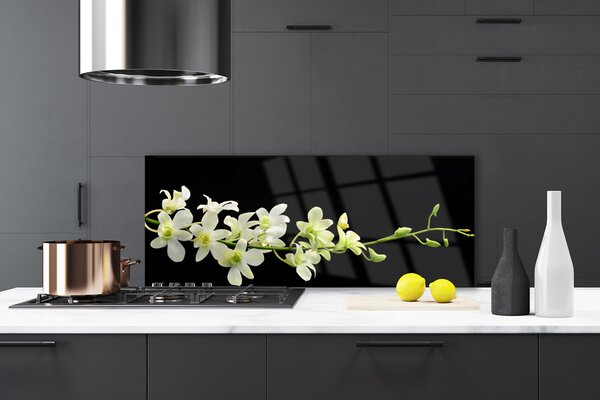 Panou sticla bucatarie Flori Floral Alb Verde
