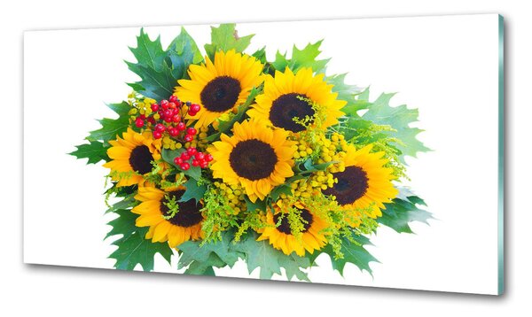 Sticlă printata bucătărie buchet de floarea-soarelui
