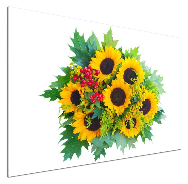 Sticlă printata bucătărie buchet de floarea-soarelui