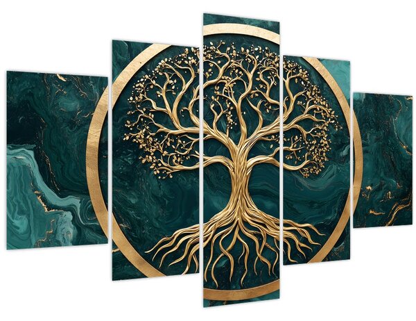 Tablou – Arborele vieții auriu în marmură (150x105 cm)