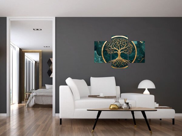 Tablou – Arborele vieții auriu în marmură (90x60 cm)