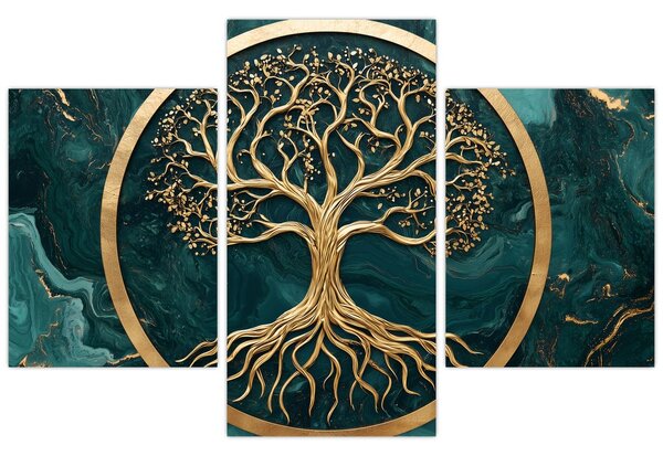 Tablou – Arborele vieții auriu în marmură (90x60 cm)