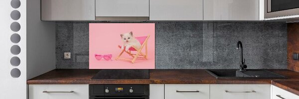 Panou sticlă bucătărie Cat pe un șezlong