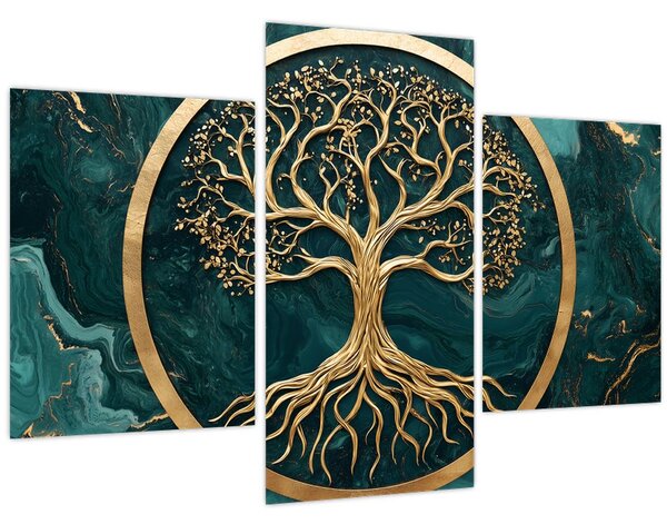 Tablou – Arborele vieții auriu în marmură (90x60 cm)