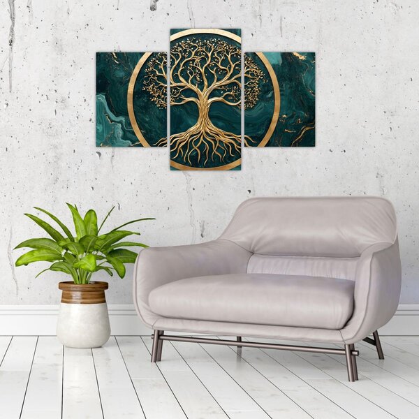 Tablou – Arborele vieții auriu în marmură (90x60 cm)