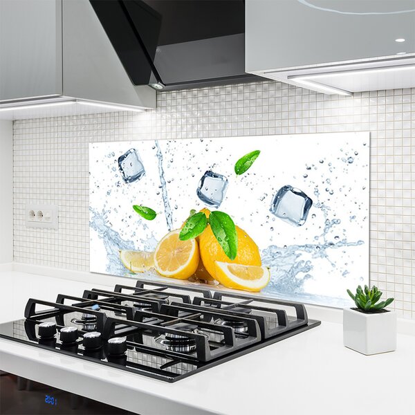 Panou sticla bucatarie Lime Ice Cubes Bucatarie Verde Alb