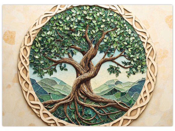 Tablou – Arborele vieții împletit (70x50 cm)