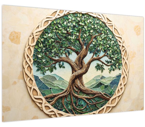 Tablou – Arborele vieții împletit (90x60 cm)