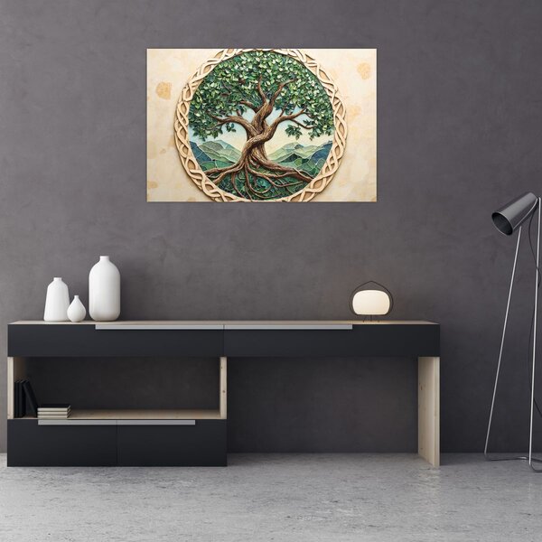 Tablou – Arborele vieții împletit (90x60 cm)