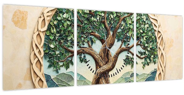 Tablou – Arborele vieții împletit (cu ceas) (90x30 cm)