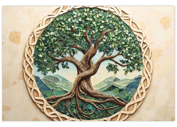 Tablou – Arborele vieții împletit (90x60 cm)
