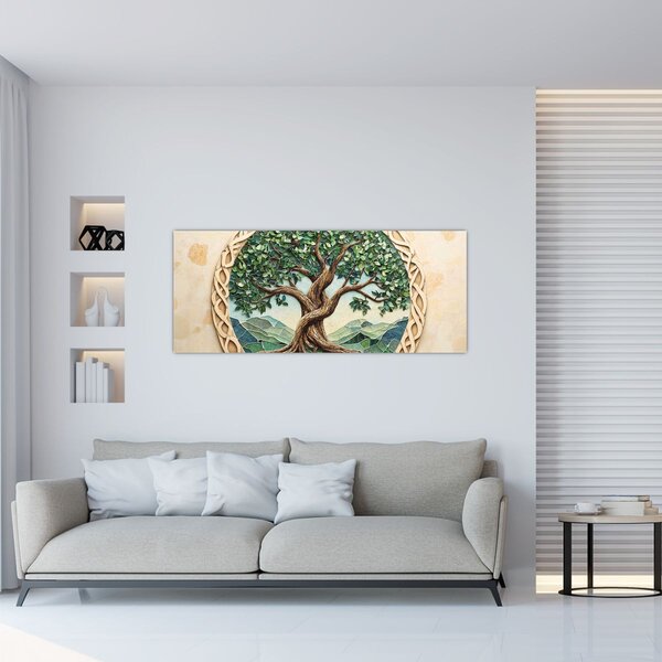 Tablou – Arborele vieții împletit (120x50 cm)