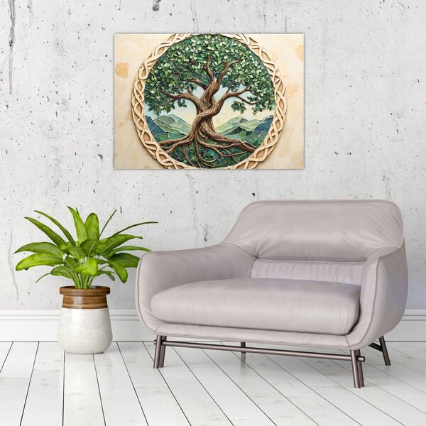 Tablou – Arborele vieții împletit (70x50 cm)