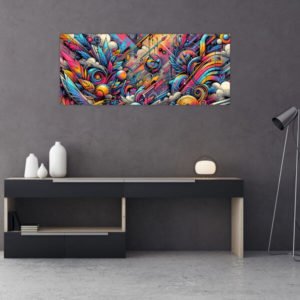 Tablou - Graffiti multicolor (120x50 cm)