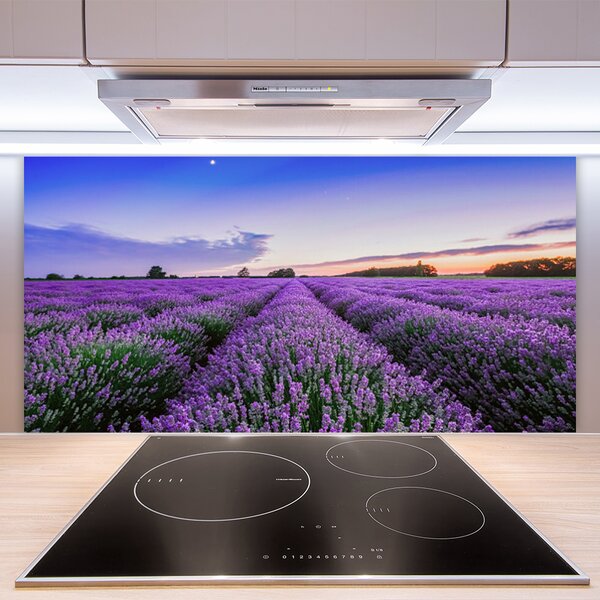 Panou sticla bucatarie Meadow Flori Natura Verde Violet