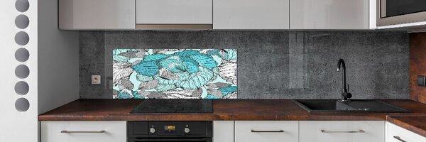 Sticlă pentru bucătărie model floral