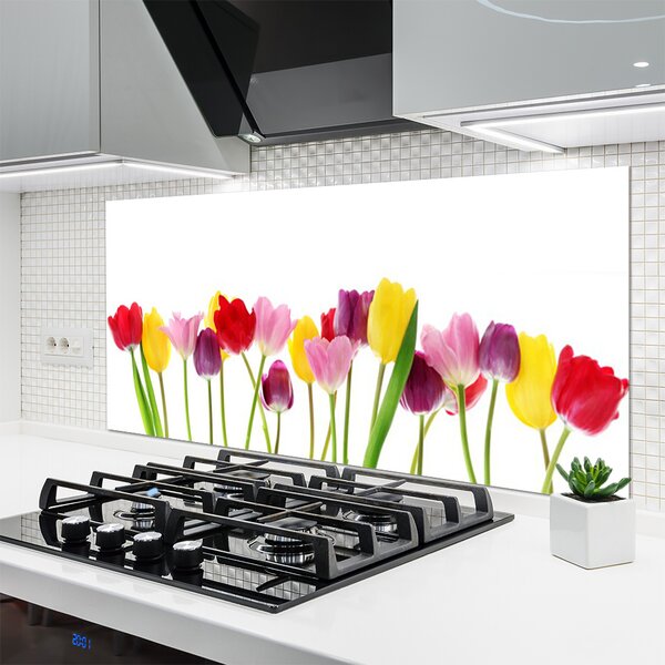 Panou sticla bucatarie Lalele Floral Multi