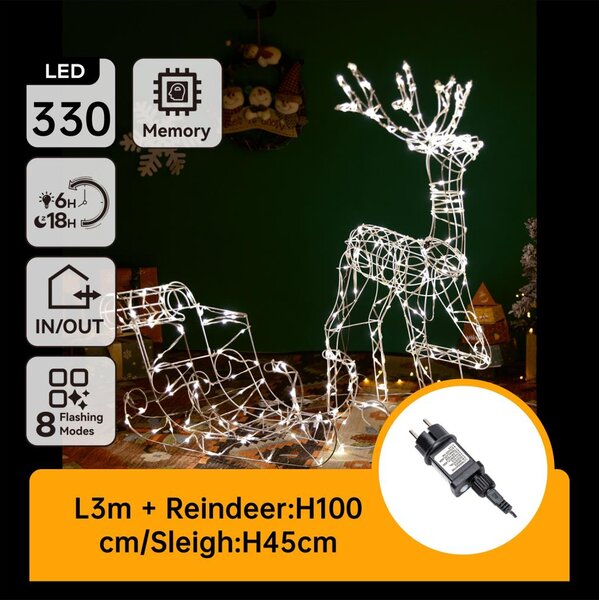 Decorațiune LED de Crăciun LED/3,6W/31/230V 2700K 90/45cm IP44 ren cu sanie Aigostar